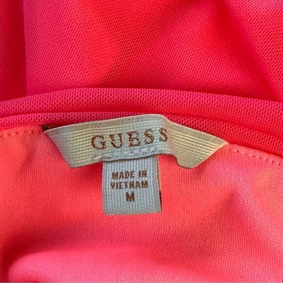 Guess Halter Ruched Hot Pink Barbie V Neck Dress Sz M - Picture 5 of 9